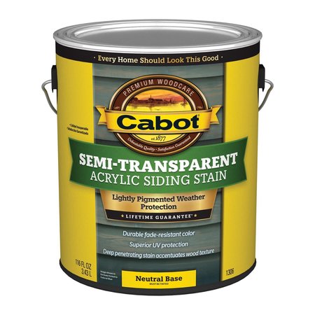 CABOT Semi-Transparent Tintable Neutral Base Acrylic Siding Stain 1 gal 140.0001306.007